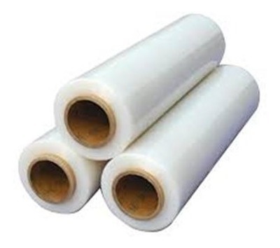 three rolls of stretch film for palletizing